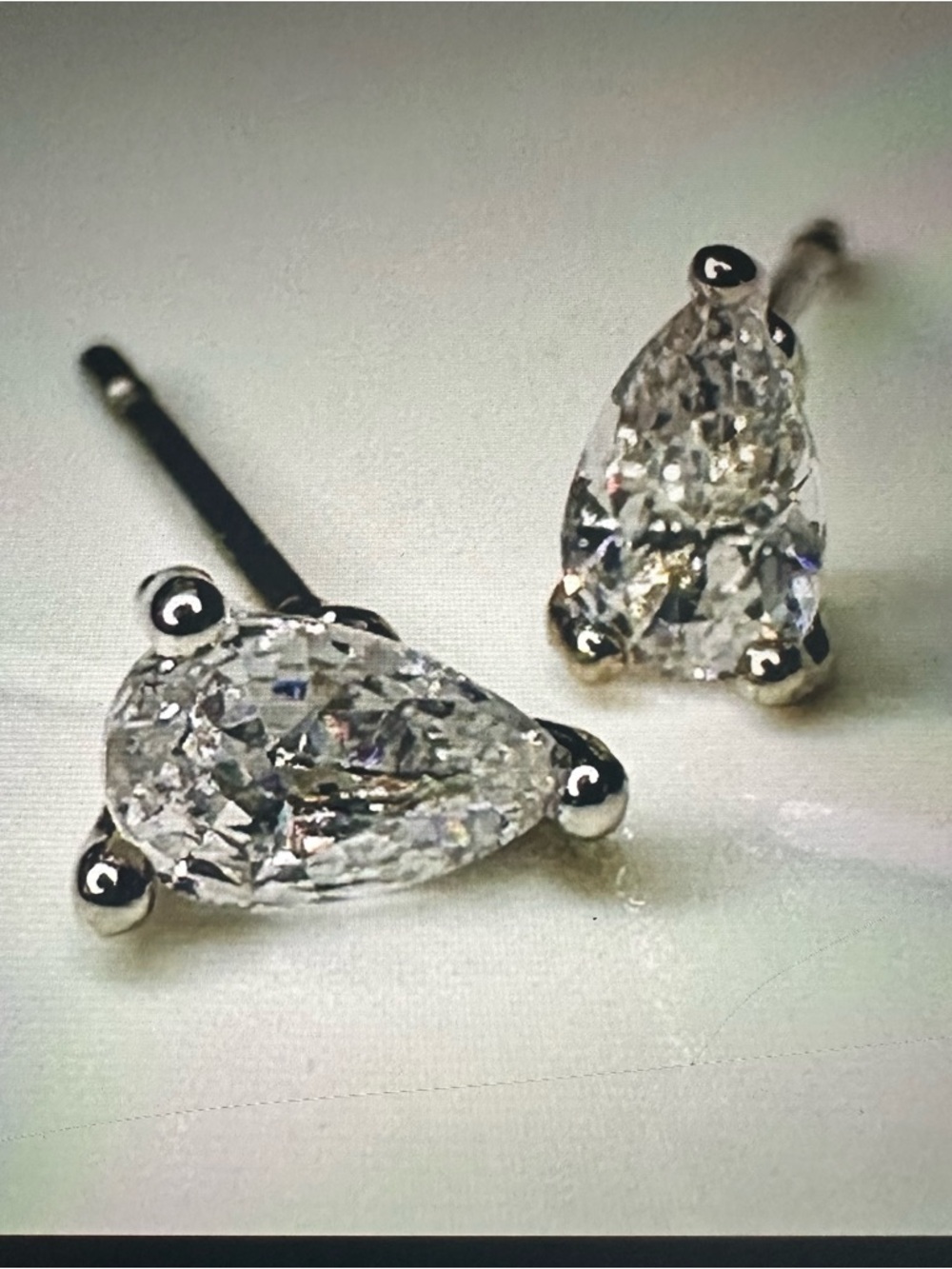 Sparkling Pear Cut Stud Earrings – Cubic Zirconia | Dainty Minimal - Picture 2 of 7